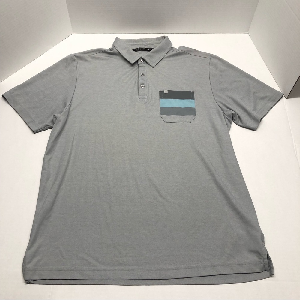 Travis Mathew Gray Polo Golf Shirt Chest Pocket Men’s L